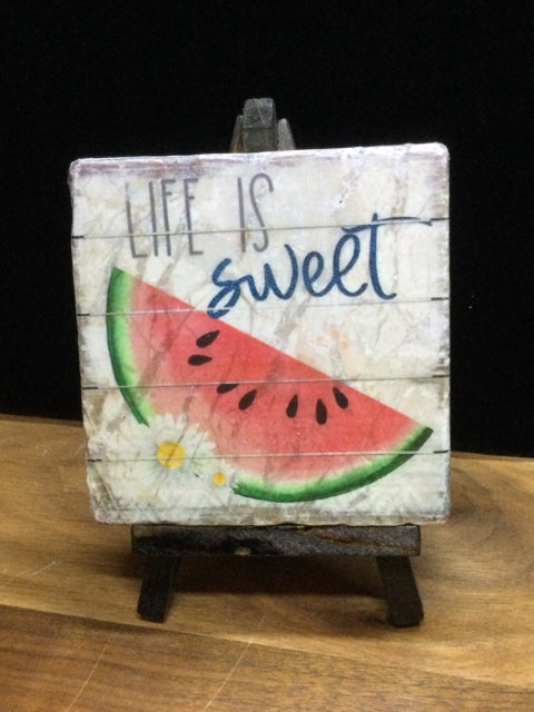 Life is Sweet Tile w/ Easel by Ravaged Barn