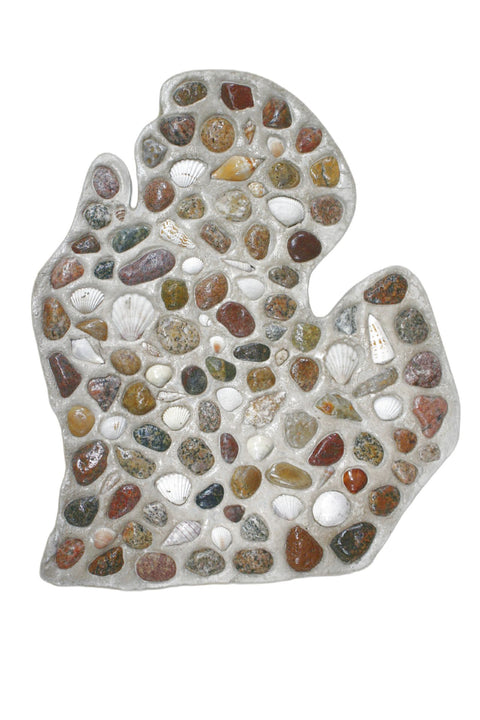 PD White & Sons Michigan Shell and Stone Mosaic Map