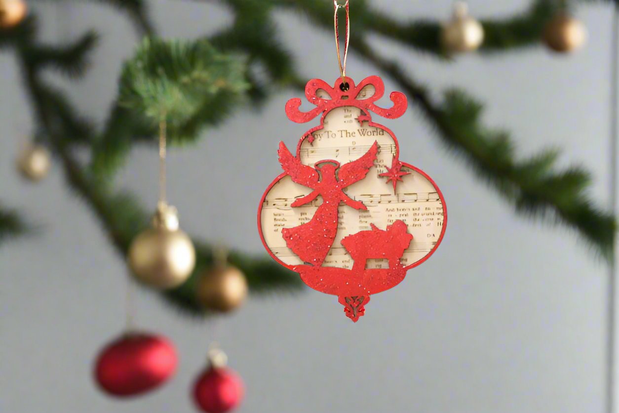 Joy to the World Red Ornament by Sheri Gulla