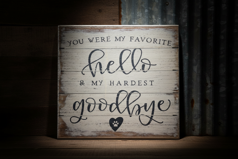 Pet Goodbye Wood Sign 6" x 6" by Ravaged Barn