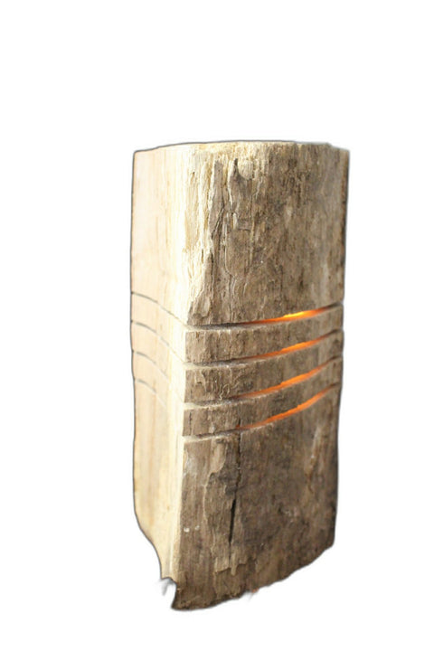 Unfinished Rustic Log Lamp Yellow Light Decorative Pieces