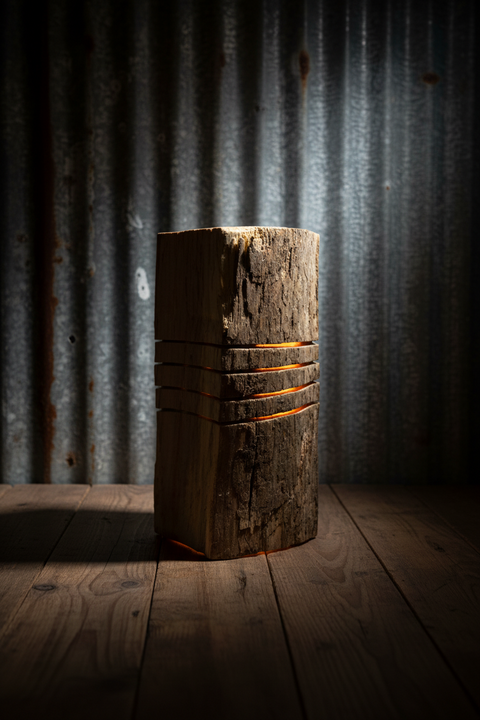 Unfinished Rustic Log Lamp Yellow Light Decorative Pieces