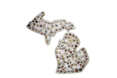 PD White & Sons Michigan Shell and Stone Mosaic Map