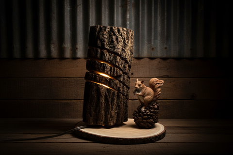 Squirrel Pinecone Lamp -

Rustic Log Creations