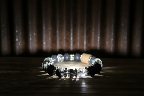 Black and Clear Crystal Diffuser Bracelet by The Diffuser Bracelet Boutique