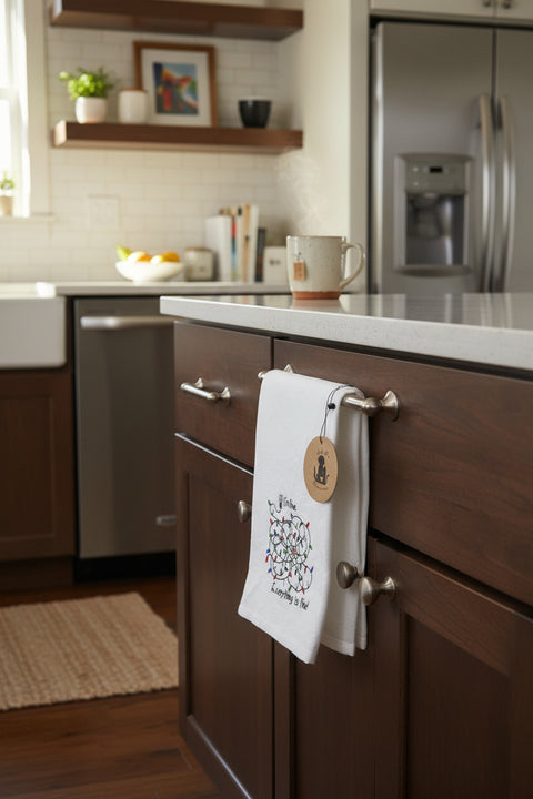 Everything Is Fine Holiday Light Tea Towel