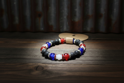 Red White Blue Patriotic Beaded Bracelet