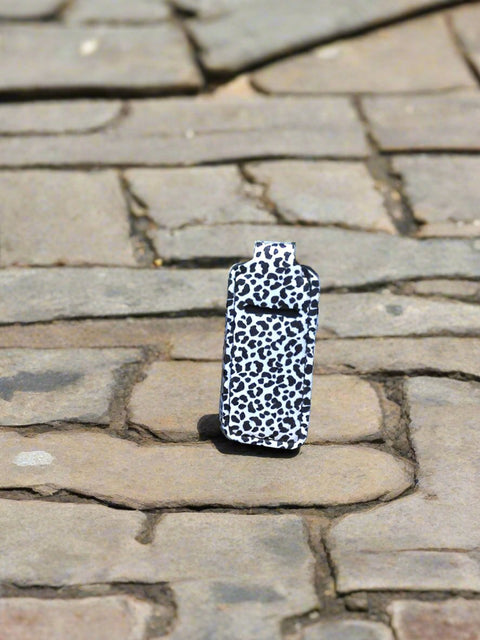 Black and White Cheetah Print Lip Balm Keychain by Almosta Bee Farm