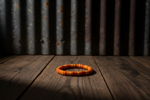 Orange and Yellow Toned Beaded Stretch Bracelet  by Beaded Beauties
