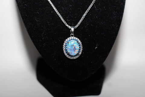 10" Silver Opal Rhinestone Necklace by Outrageously Millie Jewelry