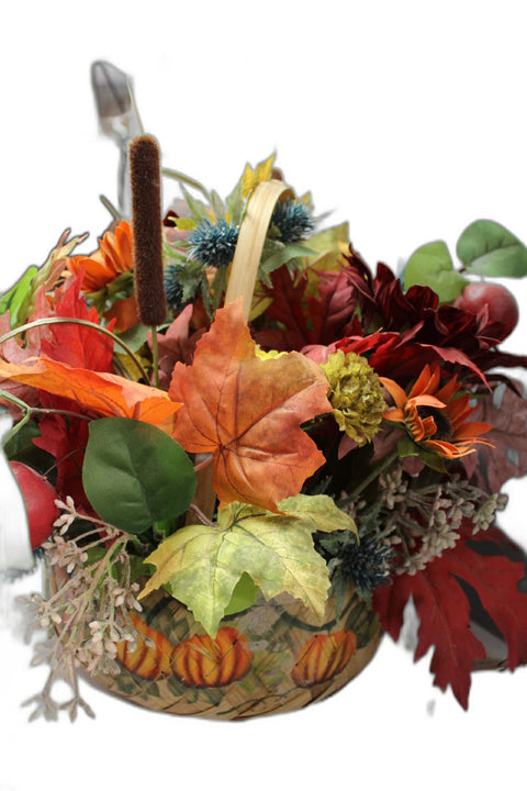 Fall Harvest Floral Basket Arrangement