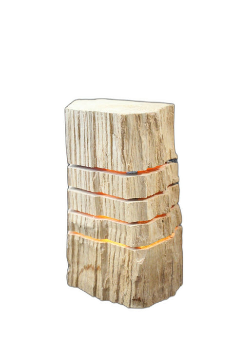 Rustic Unfinished Log Light with Yellow Glow