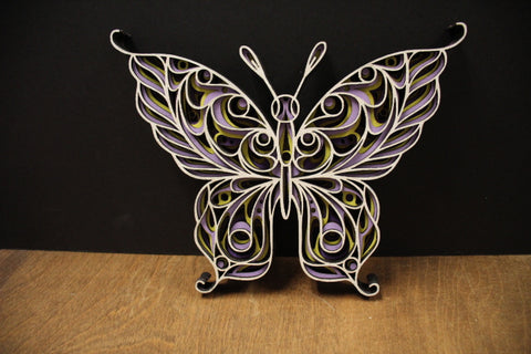 Butterfly 8" x 7" Yellow & Purple by JeMar Creations