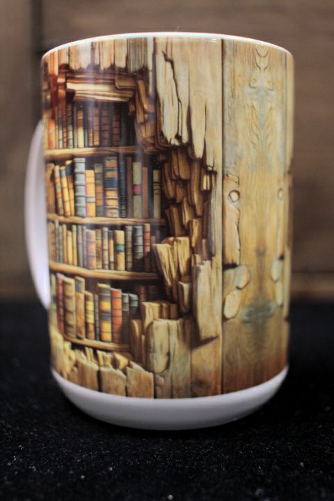 Wall of Books 15 oz Coffee Mug by June Bugs