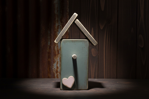 Rustic Mini Birdhouse with Heart Accent – by Fine Craft by Etti