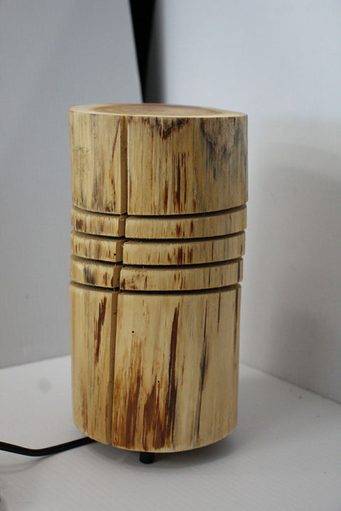 Finished Natural Wood Glow Lamp by Rustic Log Creations