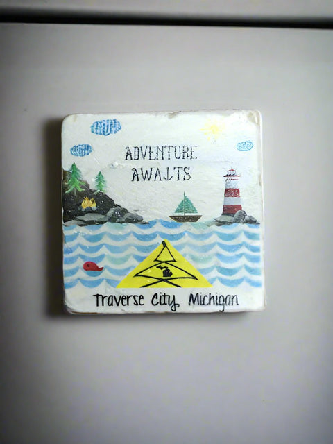 Adventure Awaits Tile Magnet by Ravaged Barn