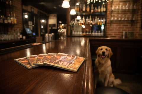 Playful Pup Friends Coaster Set  Outrageously Millie