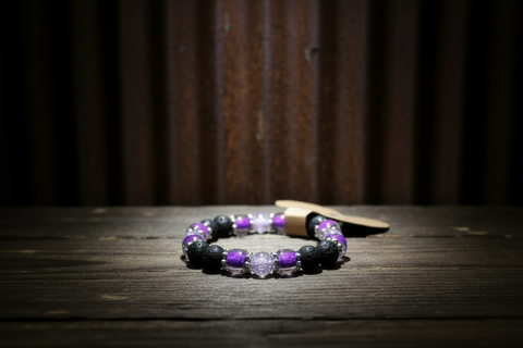 Purple Diffuser Beaded Bracelet Medium