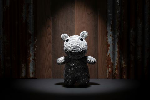 Handmade Speckled Hippo Plush – Gray and White Softie by Pillows and Plush