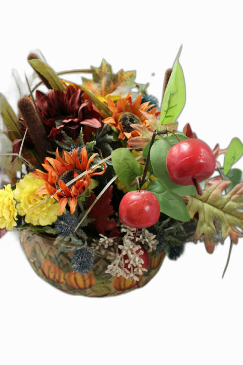 Fall Harvest Floral Basket Arrangement
