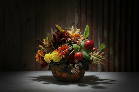 Fall Harvest Floral Basket Arrangement