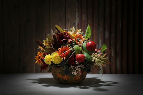 Fall Harvest Floral Basket Arrangement