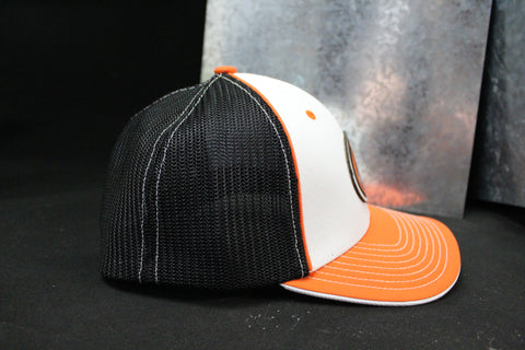 Flexfit L-XL Orange White Tiger Patch Mesh Back Hat