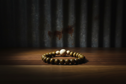 Tri-Tan Wood Bead w/ Lt Brown Wood Bead Bracelet by Theiss