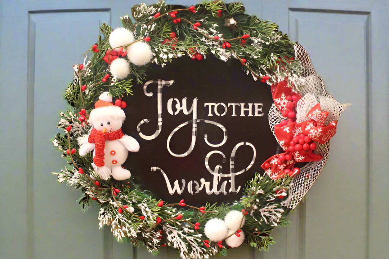 Joy to the World Christmas Wreath by Sheri Gulla