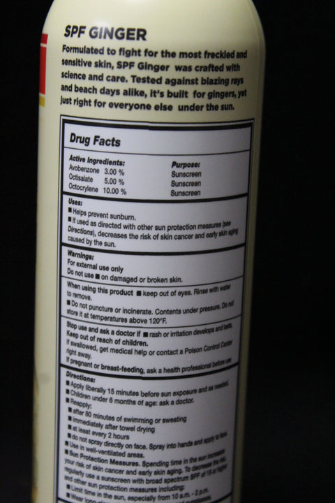 SPF Ginger Sunscreen Spray