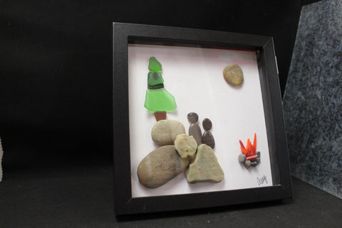Campfire Under the Stars Pebble Art by Art by Amy