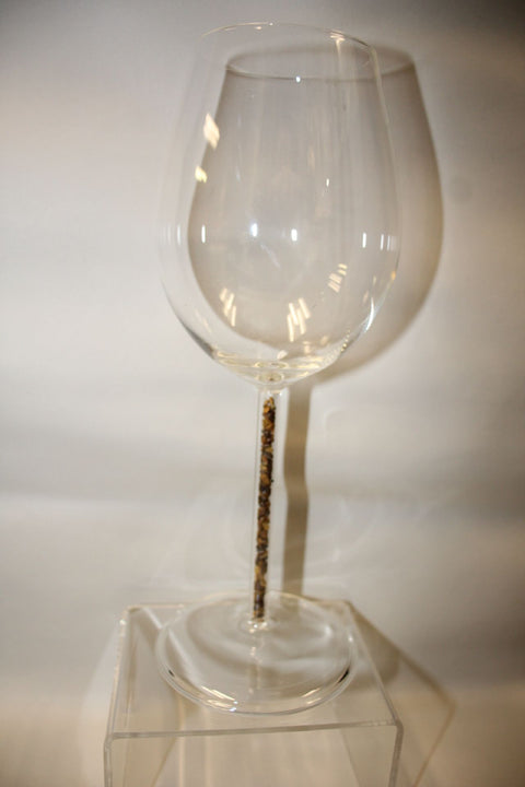 Set of Sophisticated Wine Glasses with Crystal Filled Tiger Eye Stems