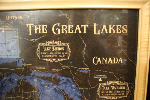 Great Lakes Laser-Cut Wall Art with Museum Glass – 25.5" × 20"