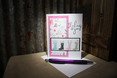 Thinking Of You Floral Boots Greeting Card