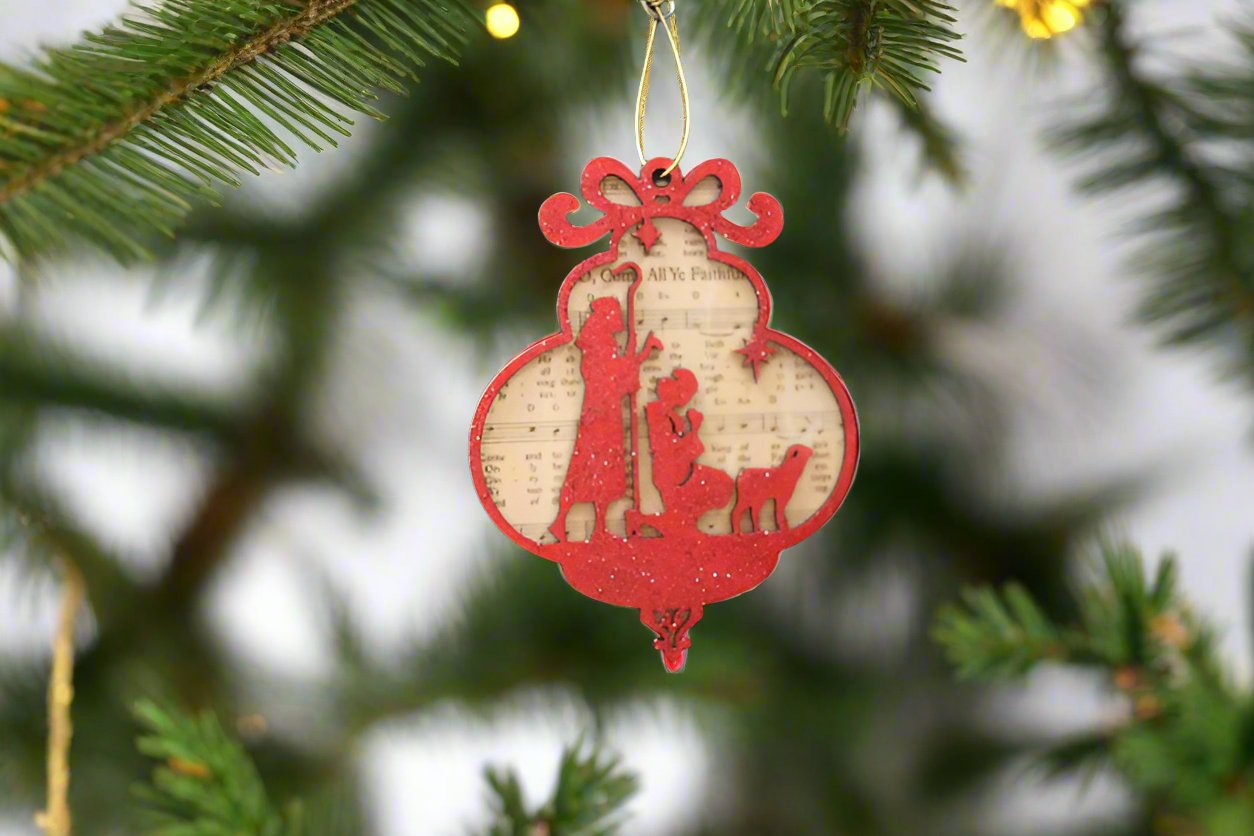 O, Come All Ye Faithful Red Ornament by Sheri Gull