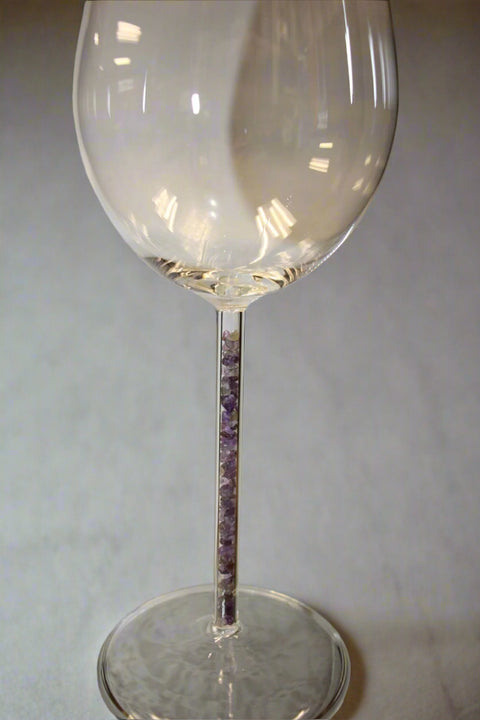 Set of Sophisticated Wine Glasses with Crystal Filled Amethyst Stems