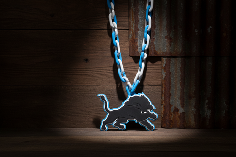 3-D Printed Black Out Detroit Lion Chain Necklace