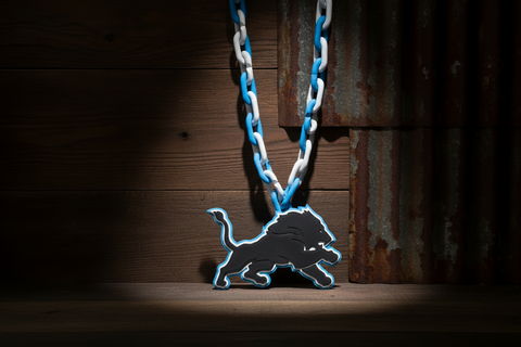 3-D Printed Black Out Detroit Lion Chain Necklace