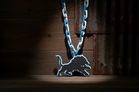 3-D Printed Black Out Detroit Lion Chain Necklace