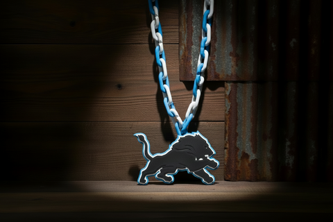 3-D Printed Black Out Detroit Lion Chain Necklace