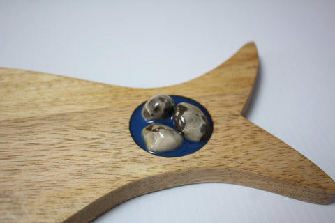 Mi Beach Rocks Fish Tail Board with Petoskey Stone Inlay