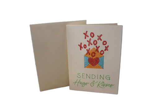 Sukis Creations Sending Hugs and Kisses Stitched Card