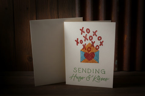 Sukis Creations Sending Hugs and Kisses Stitched Card