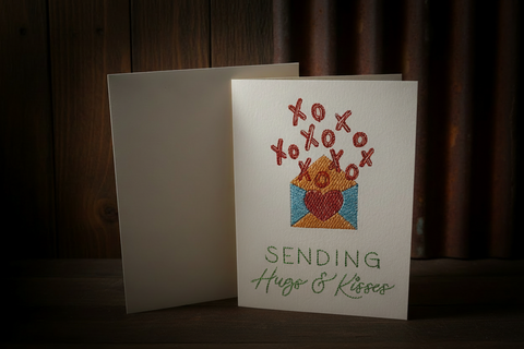 Sukis Creations Sending Hugs and Kisses Stitched Card