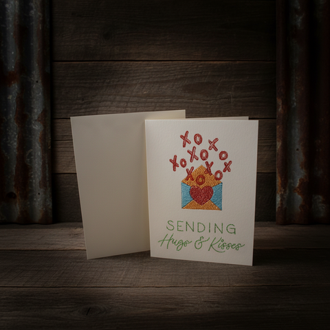 Sukis Creations Sending Hugs and Kisses Stitched Card