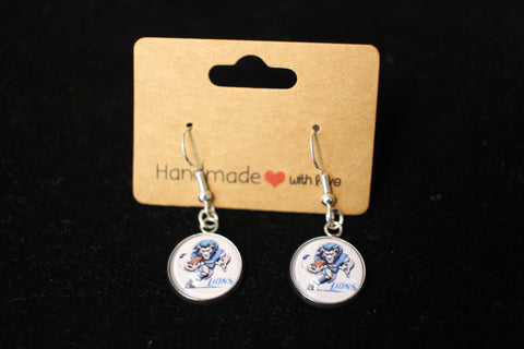 Detroit Lions Cartoon Mascot Drop Earrings with Silver-Tone Hooks