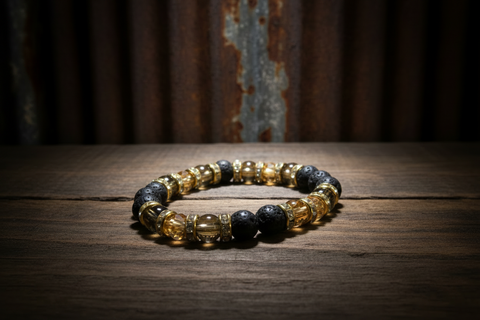 Black Lava Stone Gold Diffuser Bracelet