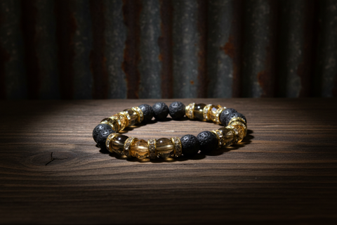 Black Lava Stone Gold Diffuser Bracelet