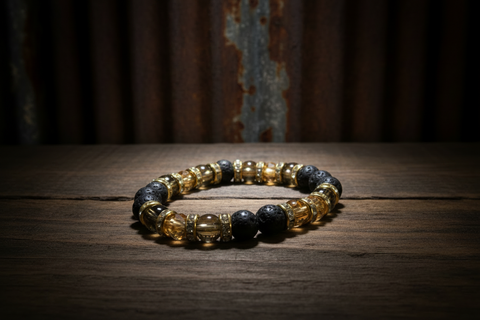 Black Lava Stone Gold Diffuser Bracelet